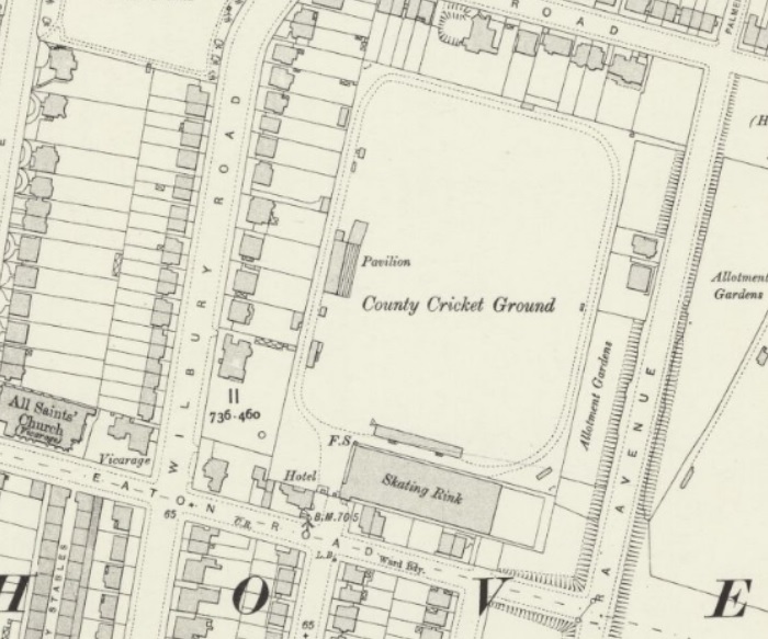 Brighton - Hove Cricket Ground : Map credit National Library of Scotland